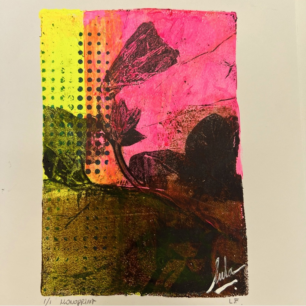 #423 small monoprint 8x8